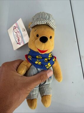 Disney Pooh Plush in Yellow with Blue Floral Bandana